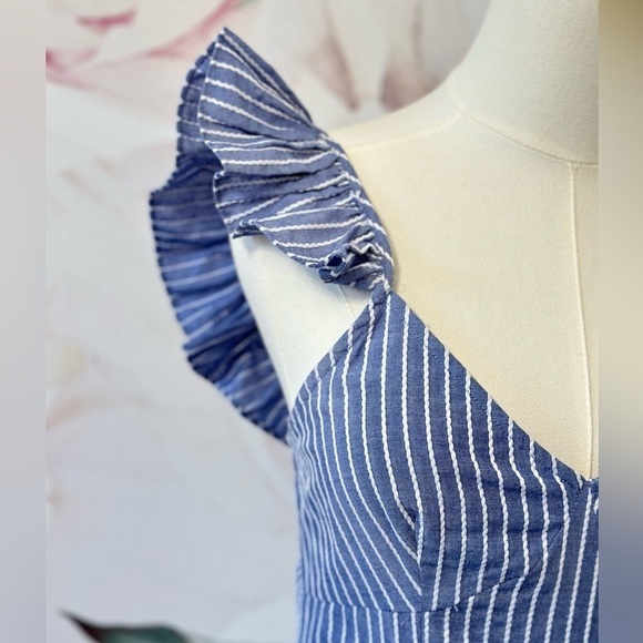 The Fifth Label Blue and White Striped Ruffle Mini Women's Dress XS - Picture 7 of 11